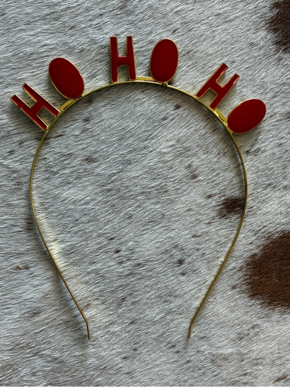 Christmas Headband Red Gold Metal Holiday Party Hair Accessory